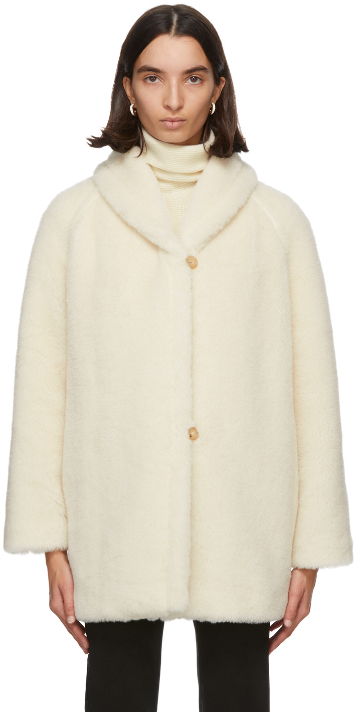Max Mara: Off-White Alpaca & Silk Teddy Coat | SSENSE