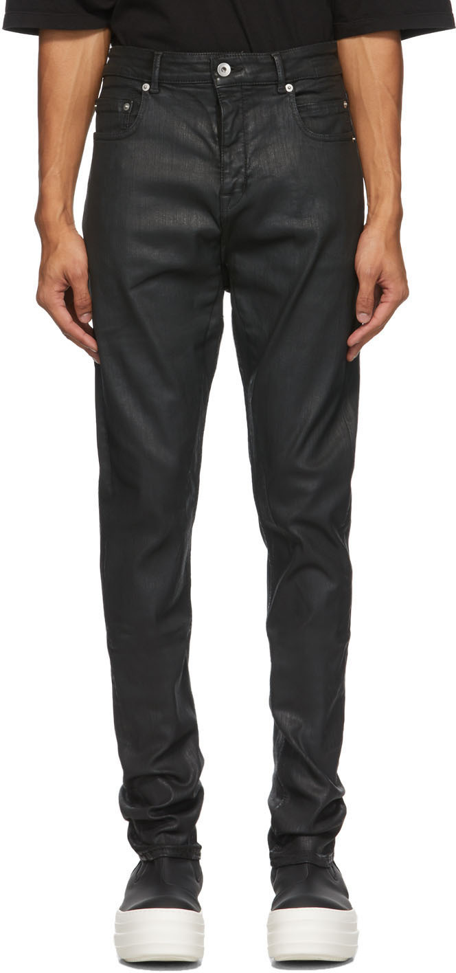 Rick Owens DRKSHDW: Black Wax Detroit Jeans | SSENSE