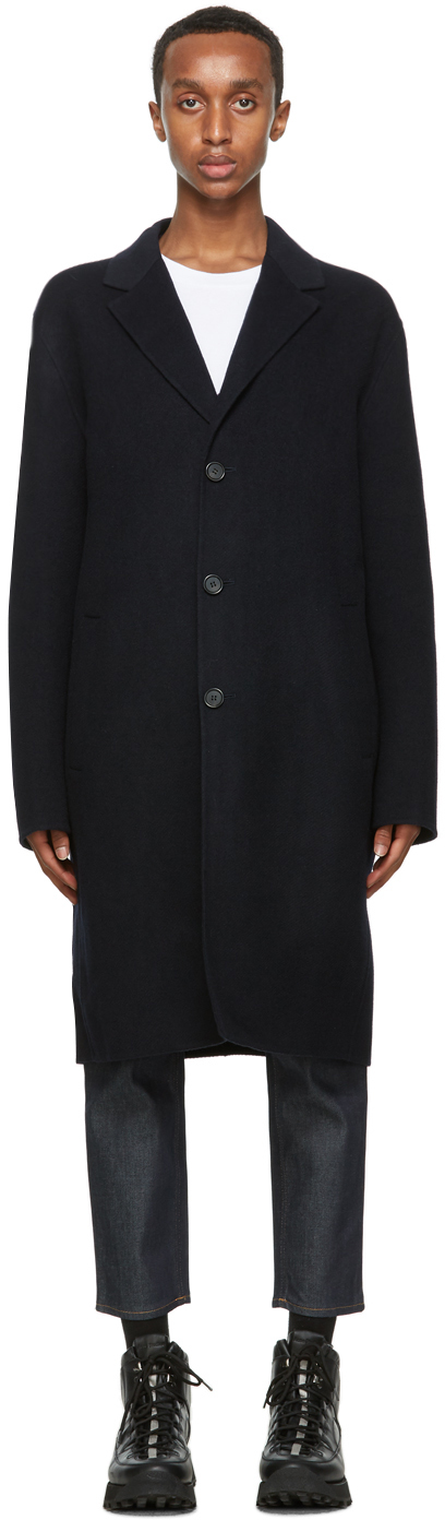 Acne Studios: Navy Wool Coat | SSENSE Canada