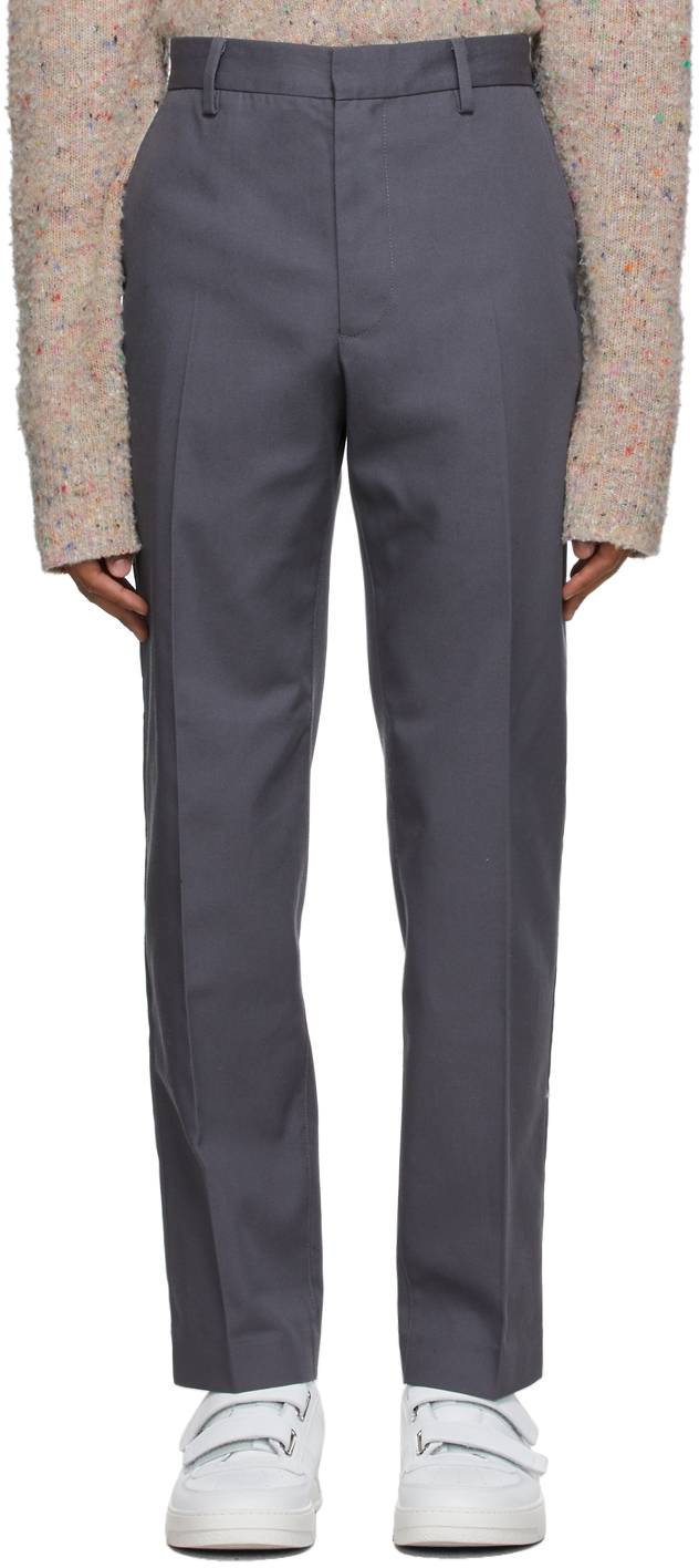 Acne Studios Grey Twill Slim Fit Chino Trousers 202129M191089