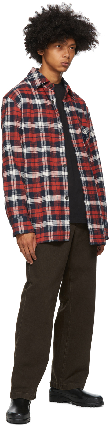 Acne Studios レッド & ブルー フランネル パッチ シャツ