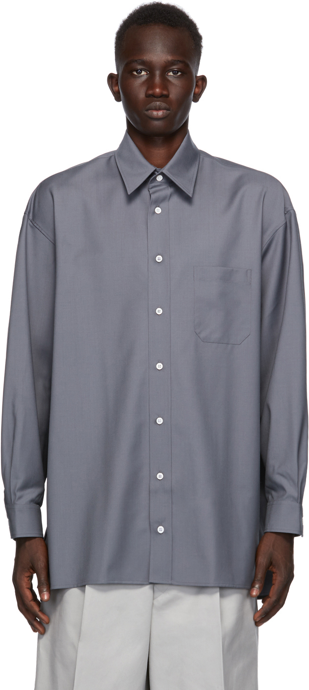 Grey Cool Wool Shirt by UNIFORME on Sale