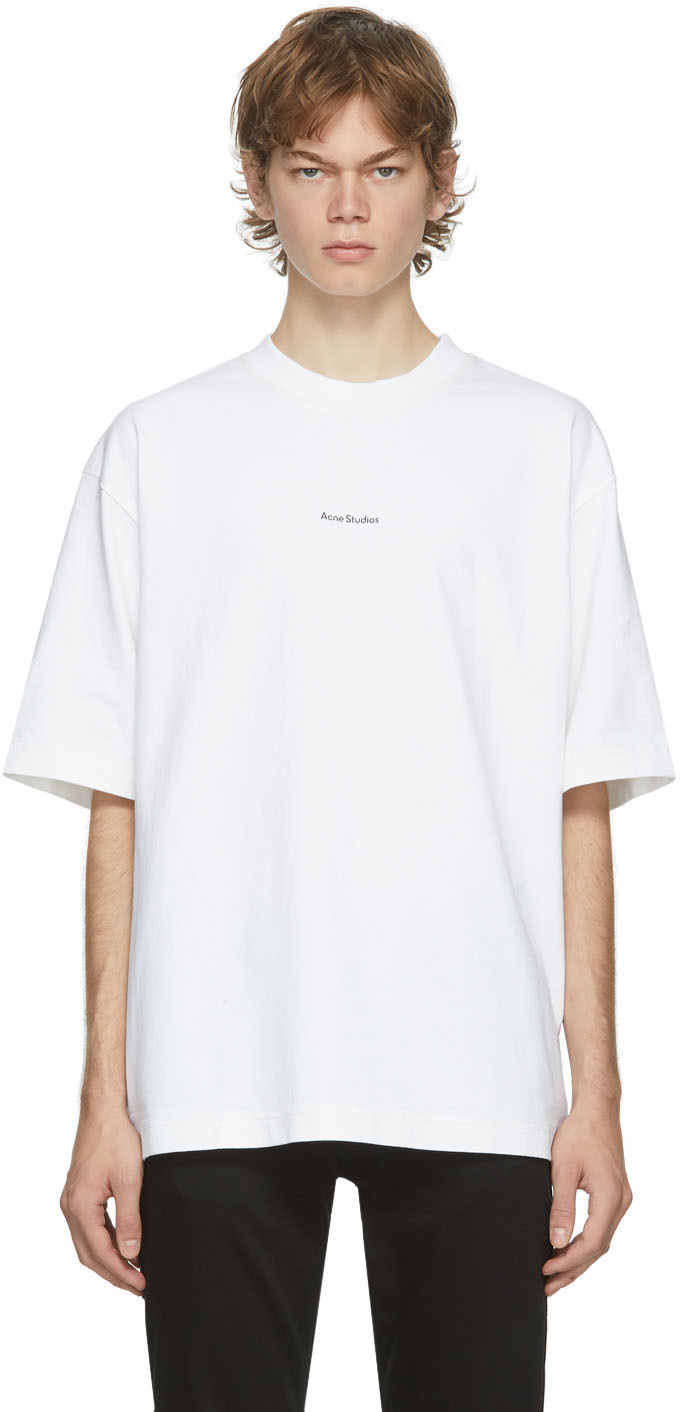 Acne Studios: White Logo T-Shirt | SSENSE Canada