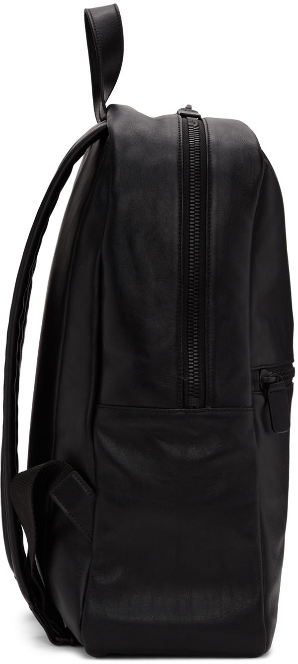 simple black leather backpack