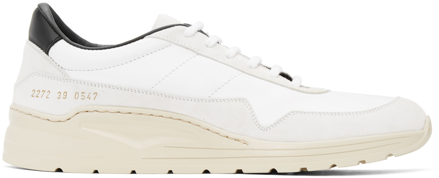 Common Projects: White & Black Cross Trainer Sneakers | SSENSE UK