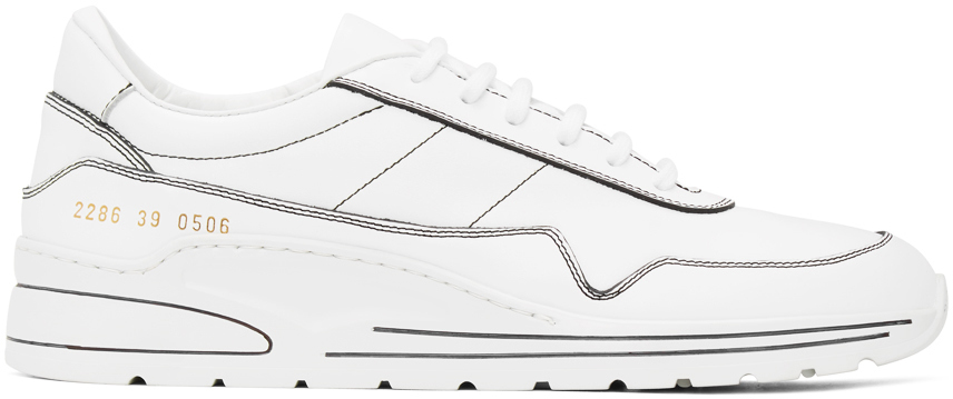 Common Projects: White Cross Trainer Contrast Sneakers | SSENSE