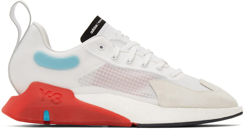 Y-3: White & Red Orisan Sneakers | SSENSE