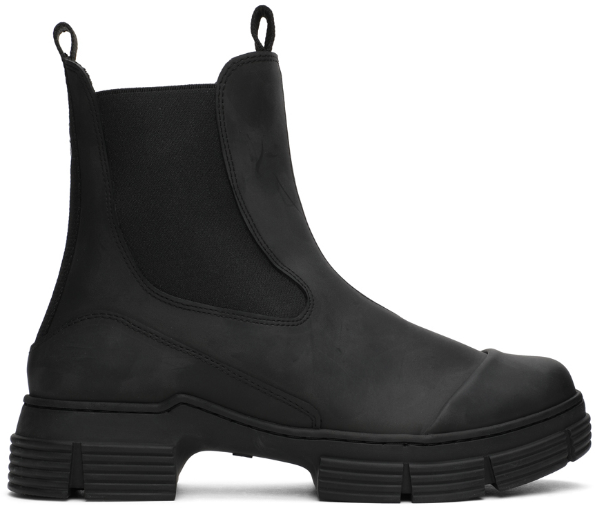 Black Recycled Rubber Chelsea Boots 