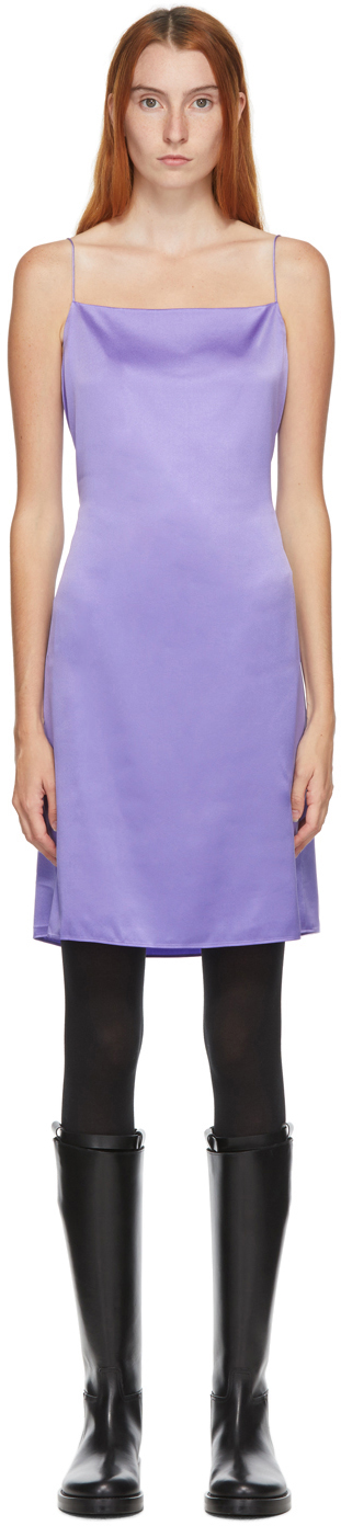 Helmut Lang SSENSE Exclusive Purple Silk Open Back Mini Dress