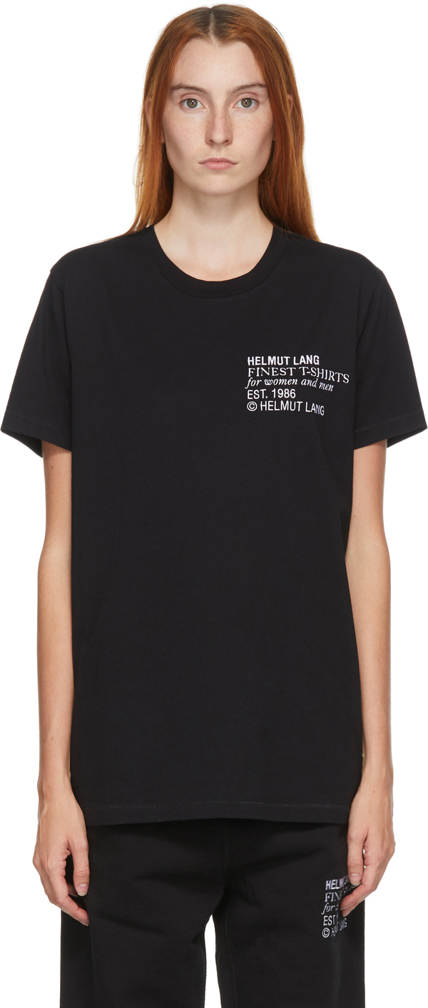 Helmut Lang Black Embroidered Logo Standard T-Shirt