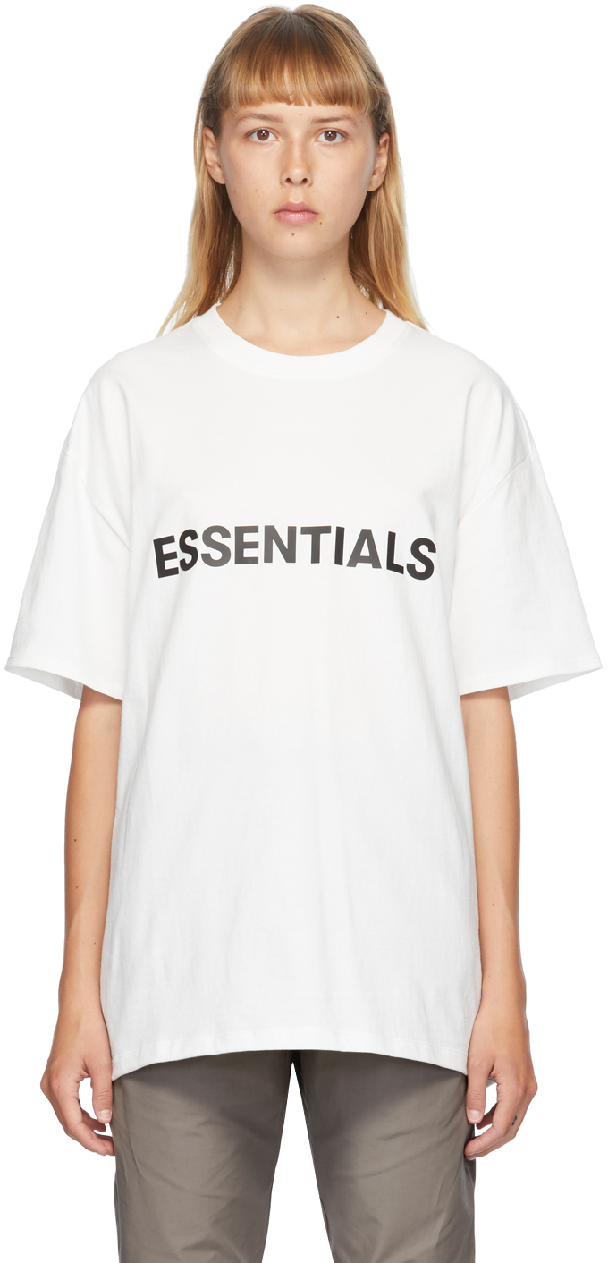 Essentials: White Logo T-Shirt | SSENSE Canada