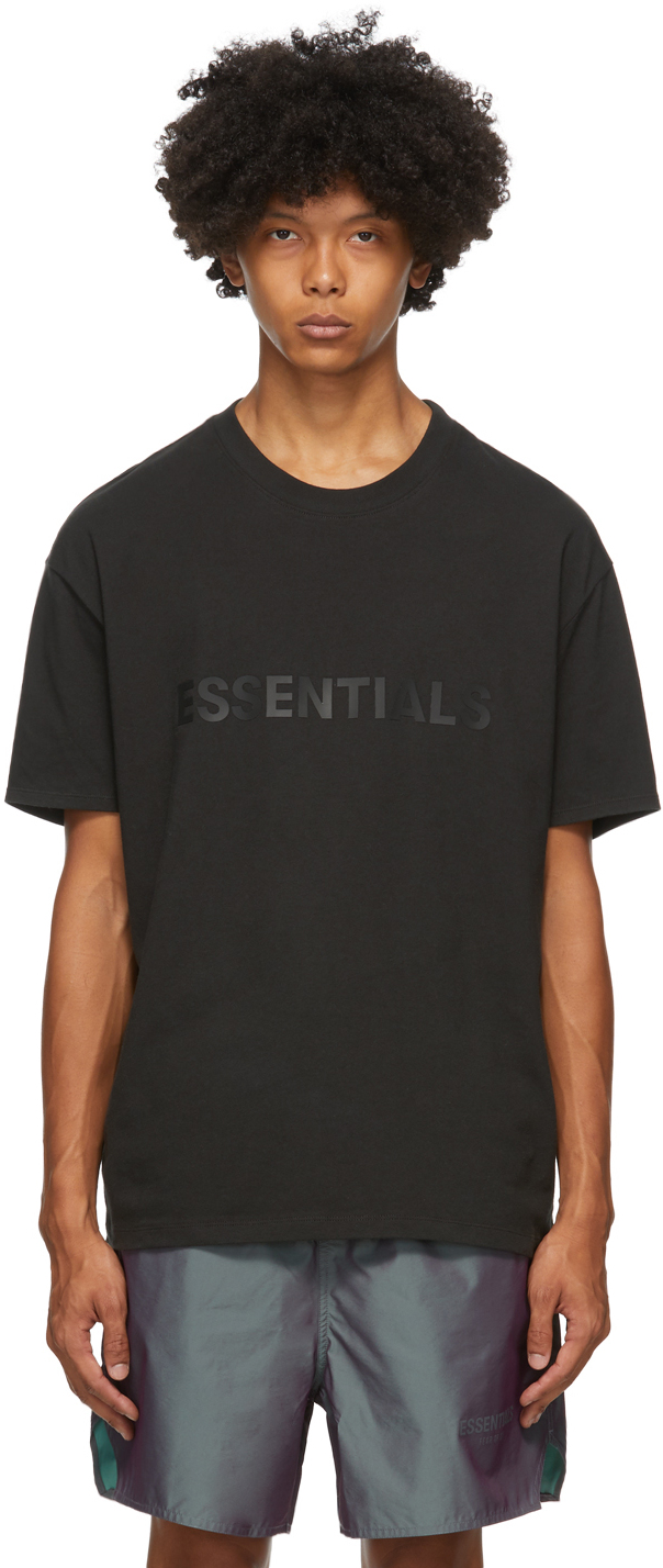 Essentials: Black Logo T-Shirt | SSENSE