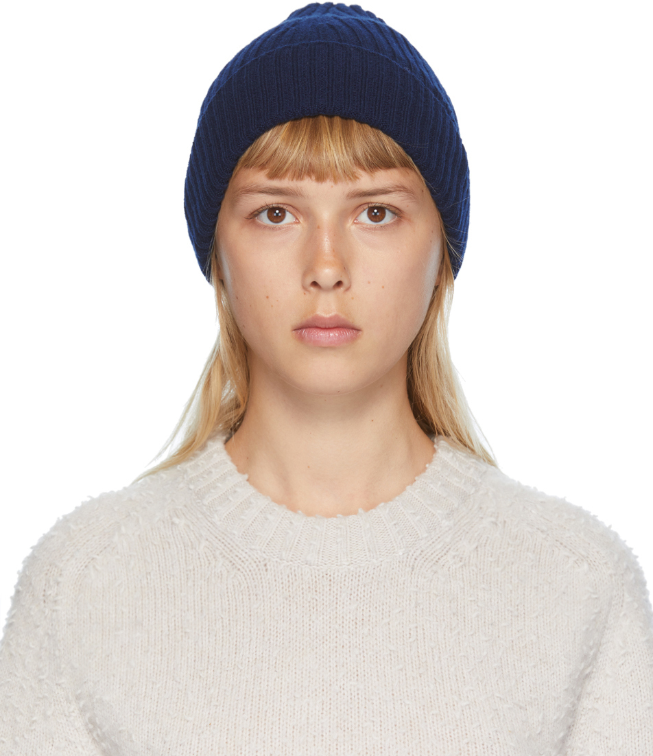 Maison Margiela: Navy Gauge Beanie | SSENSE