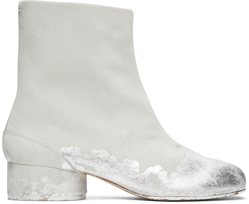 silver suede boots