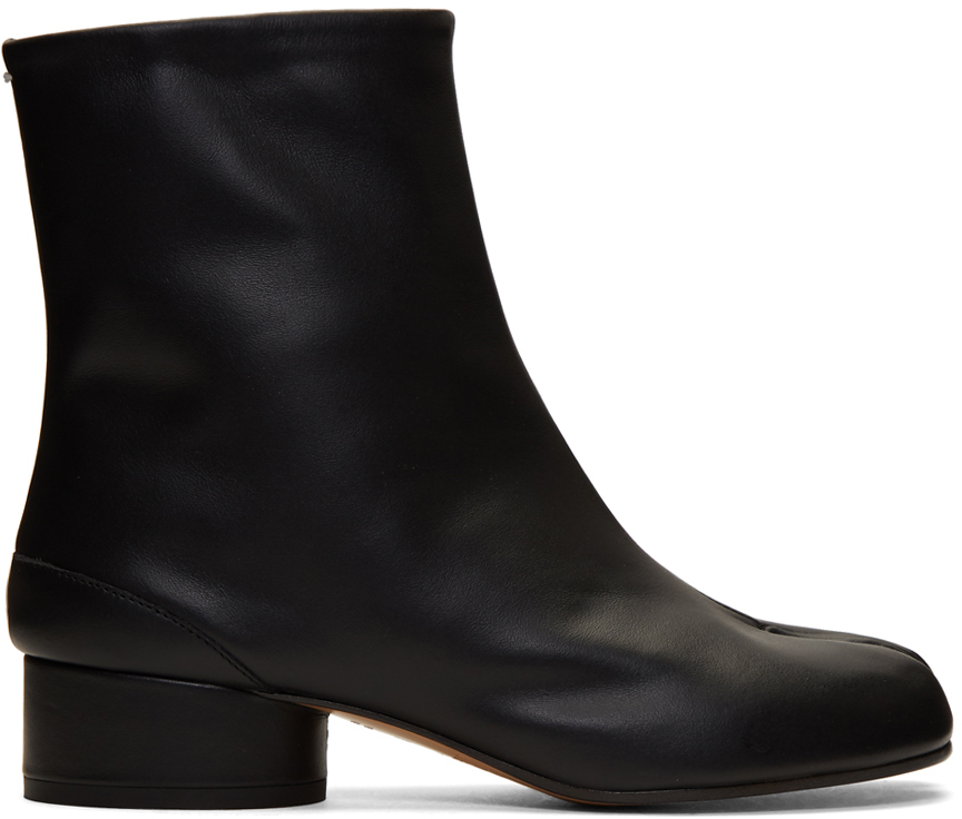 Maison Margiela: Black Low Heel Tabi Boots | SSENSE Canada