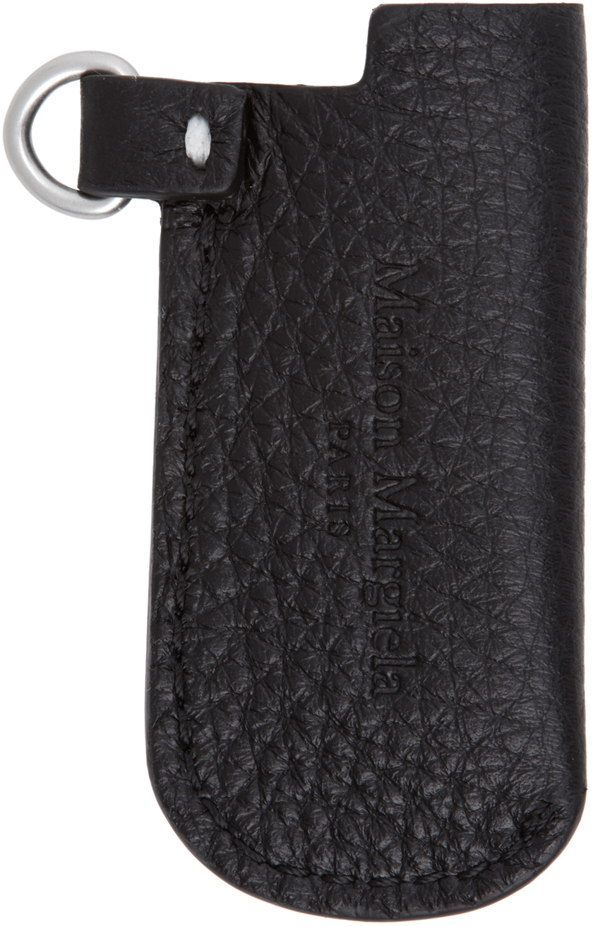 Maison Margiela: Black Leather Lighter Case Keychain | SSENSE