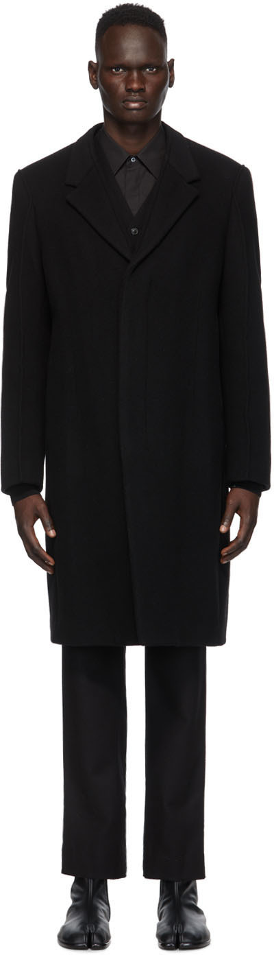 Maison Margiela: Black Wool Coat | SSENSE