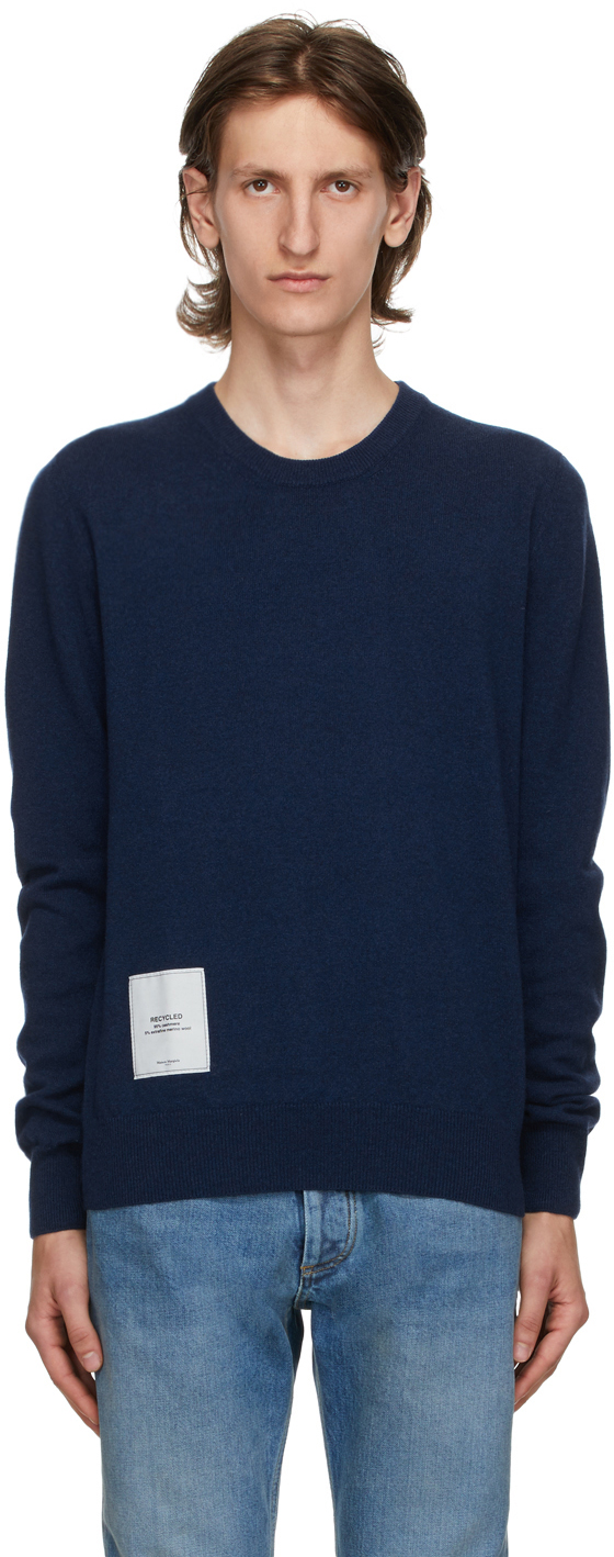 Maison Margiela: Blue Cashmere Sweater | SSENSE
