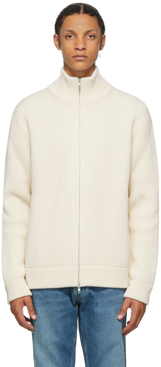 white wool cardigan sweater