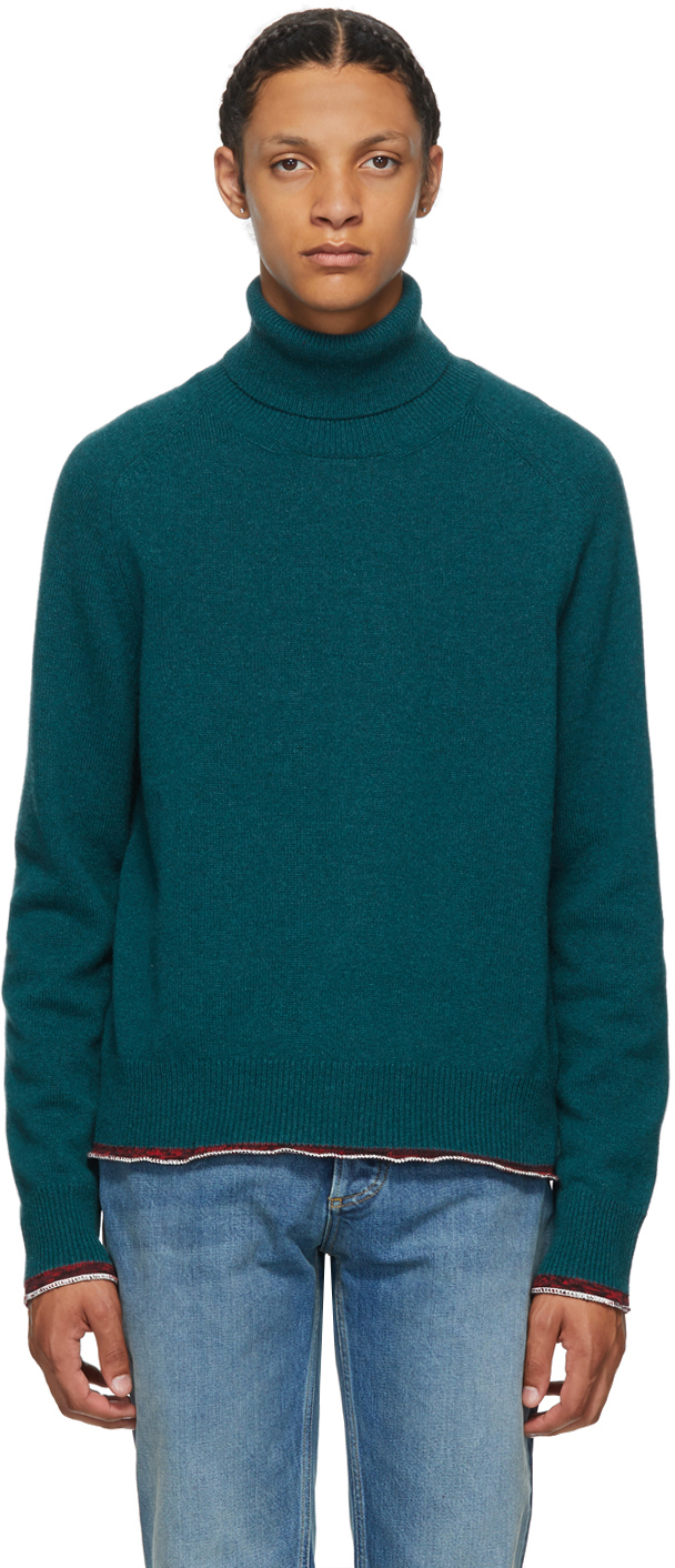 Maison Margiela Green Cashmere Elbow Patch Turtleneck SSENSE Canada