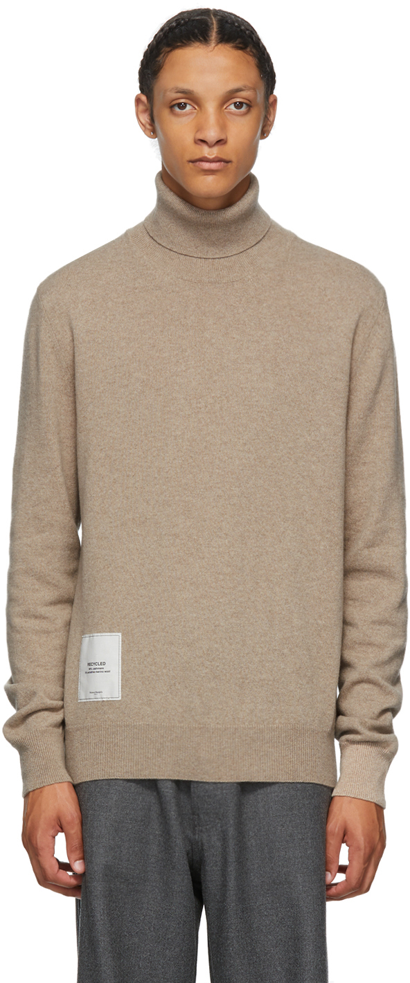 Tan Recycled Cashmere Gauge 12 Turtleneck Sweater by Maison Margiela on ...