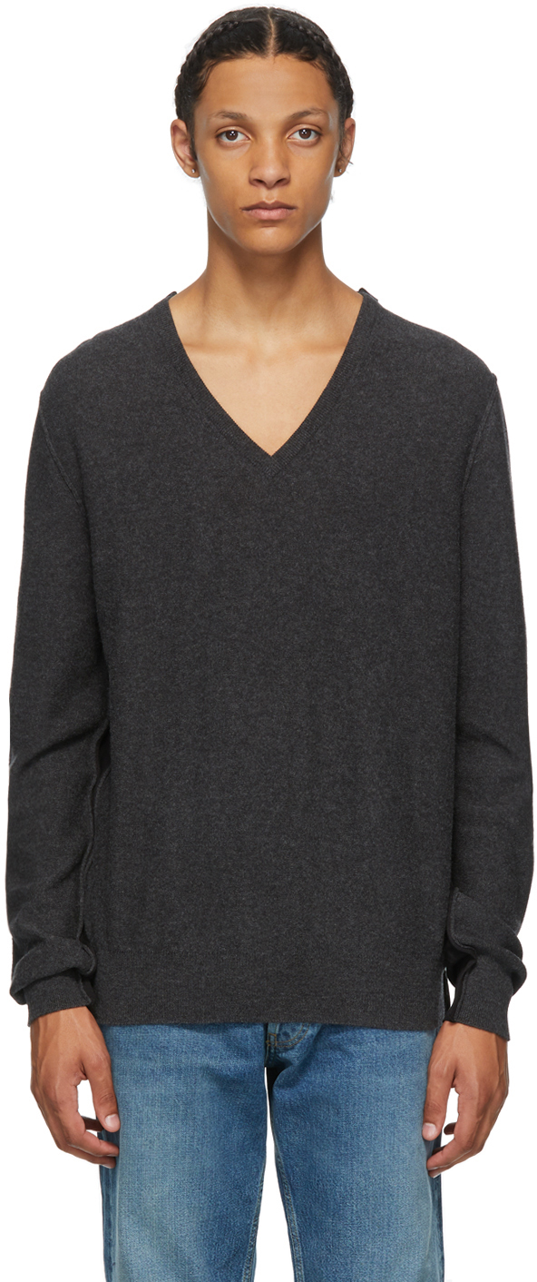 Maison Margiela Grey & Black Wool Gauge 12 Sweater