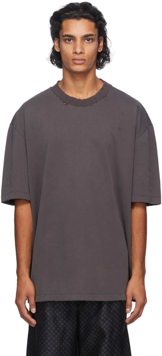 Maison Margiela: Black Oversize Stone Wash T-Shirt | SSENSE UK