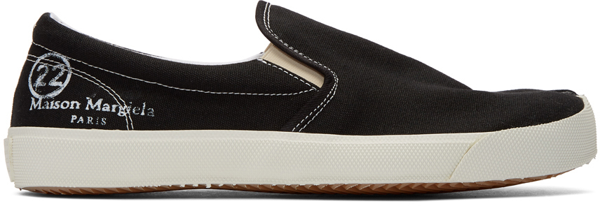 Maison Margiela: Black Slip-On Tabi Sneakers | SSENSE UK