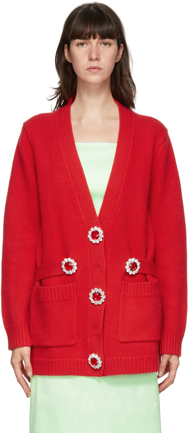 Christopher Kane: Red Wool Cardigan | SSENSE