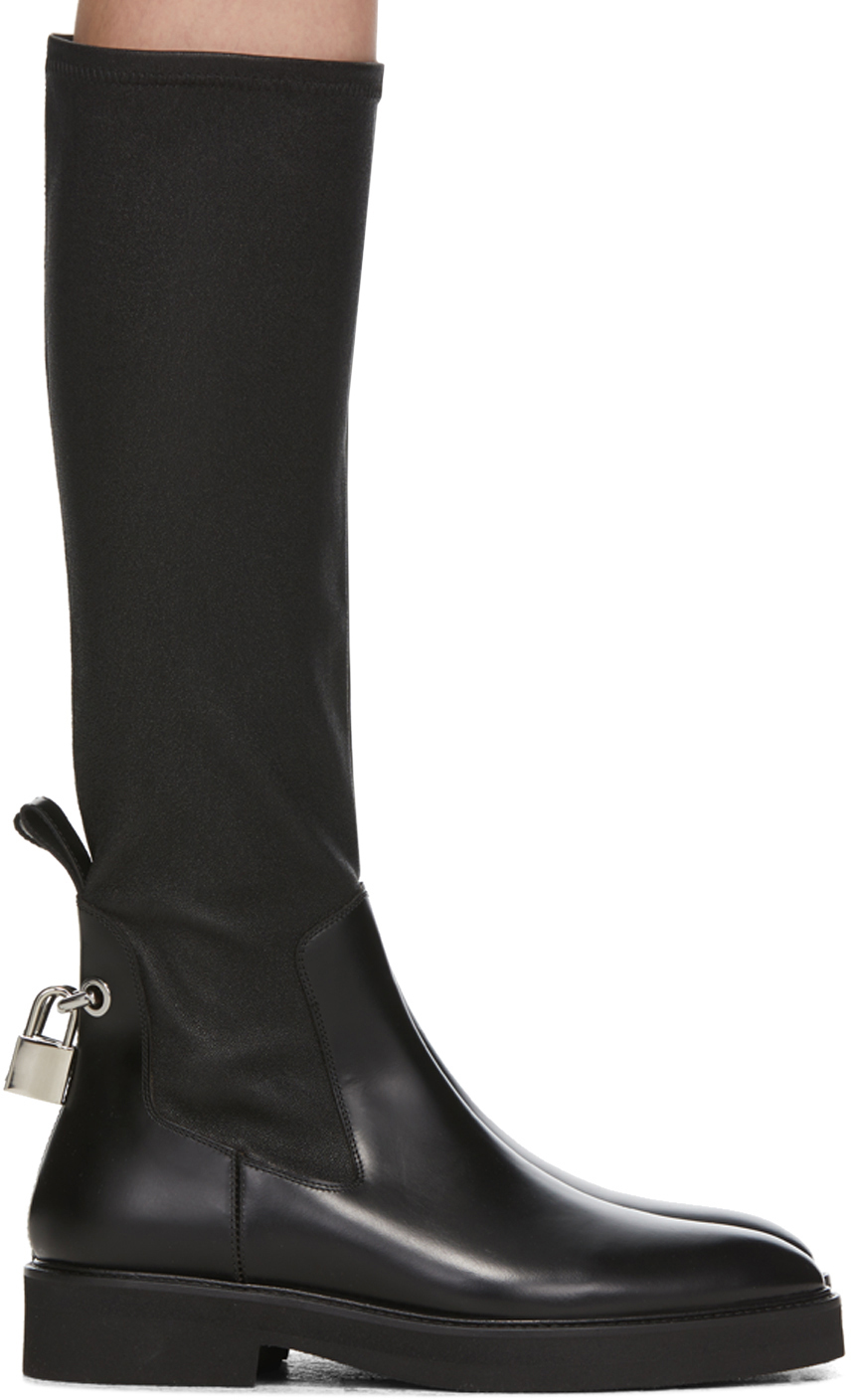 Black Flat High Boots by Christopher 