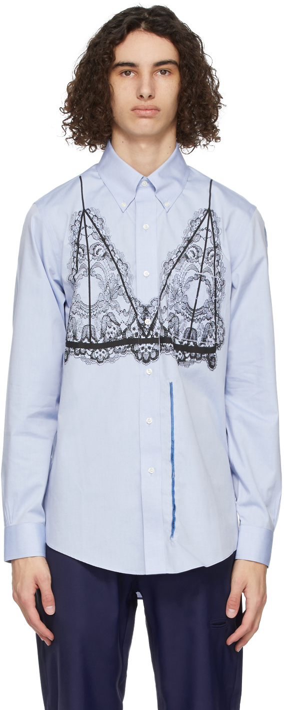 Random Identities SSENSE Exclusive Blue Bra Print Shirt SSENSE