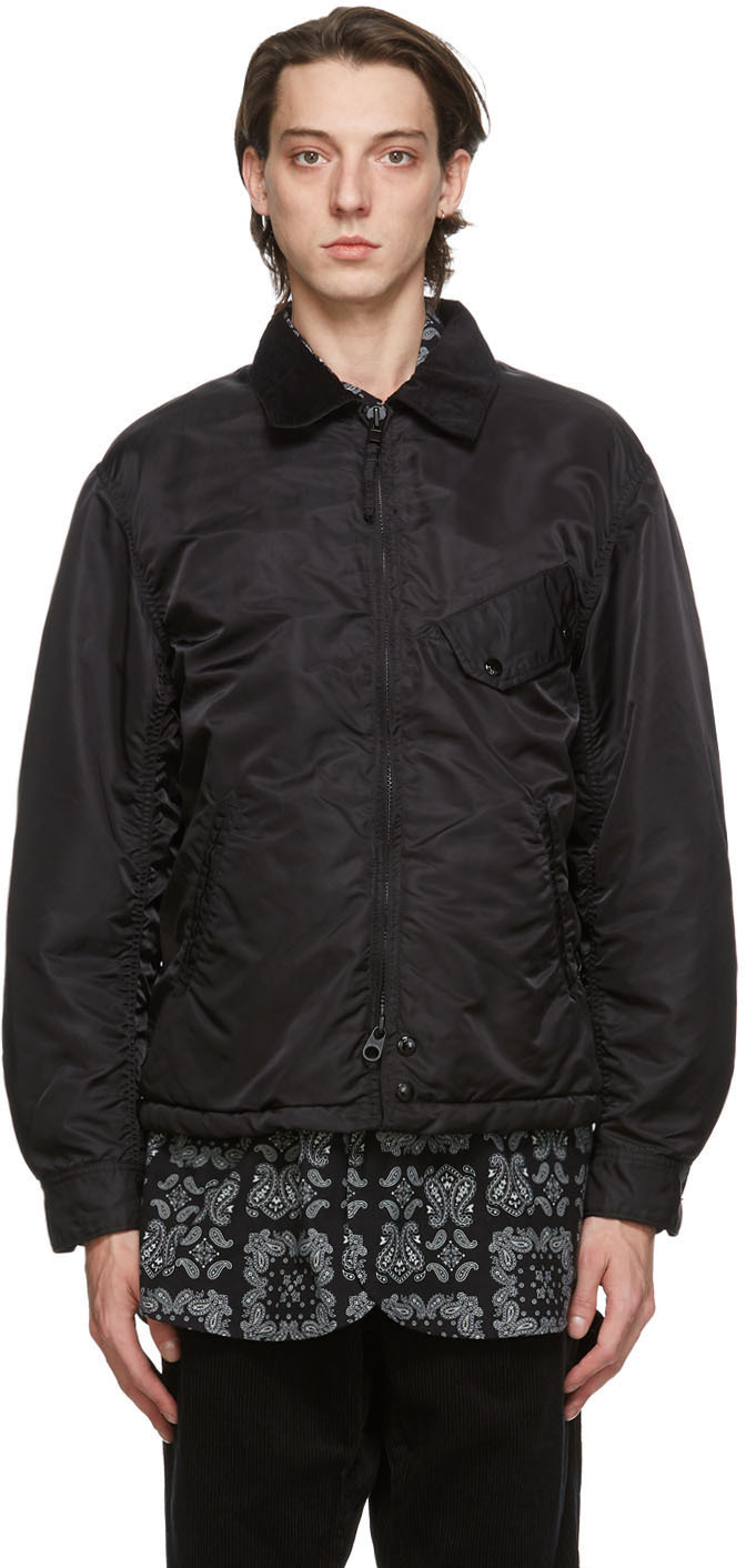 Engineered Garments: Black Flight Driver Bomber Jacket | SSENSE