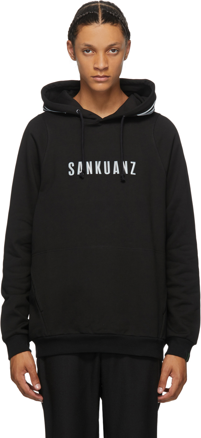 Sankuanz: Black Logo Hoodie | SSENSE