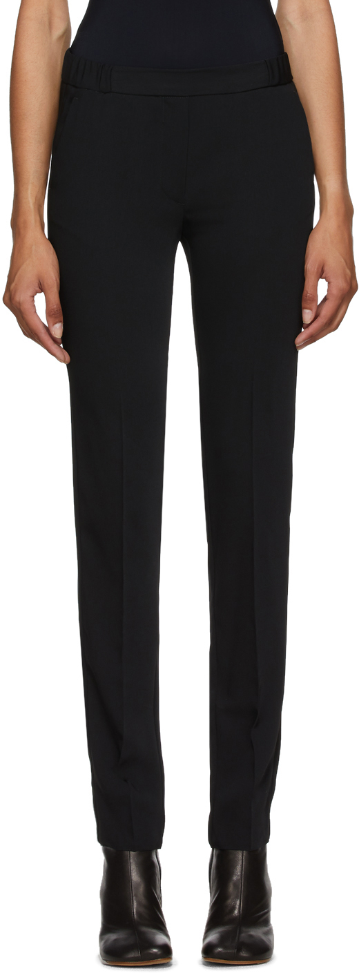 black stretch waist trousers