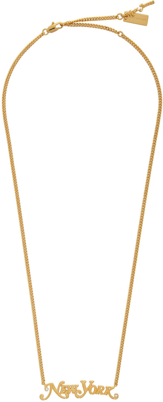 Gold New York Magazine Edition The Nameplate Pendant Ny Necklace By Marc Jacobs On Sale