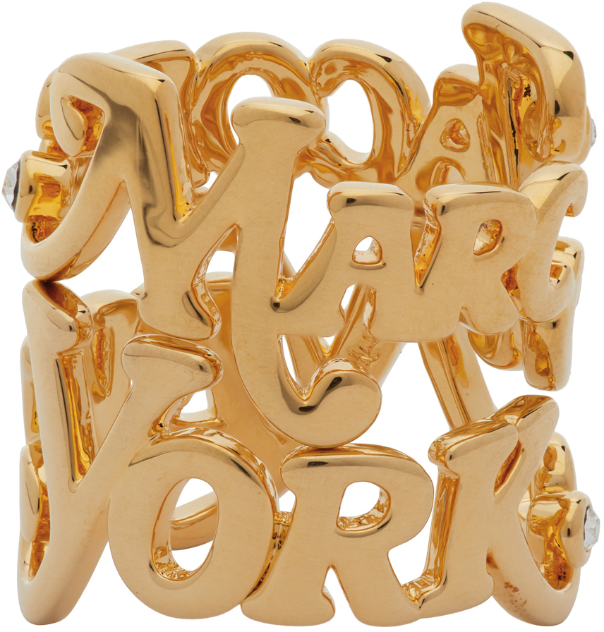 Marc Jacobs Gold New York Magazine Edition Logo Stack Rings Ssense