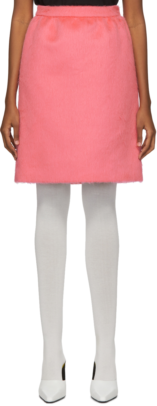 Marc Jacobs Pink Faux-Fur Gathered Straight Skirt