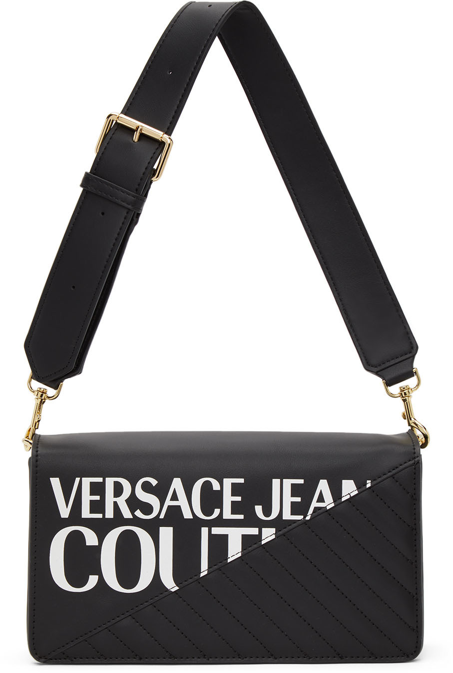 Versace Jeans Couture: 黑色徽标单肩包 