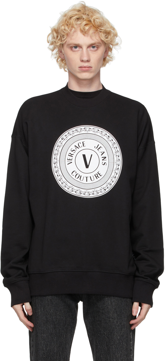 versace jeans crew neck logo sweatshirt black