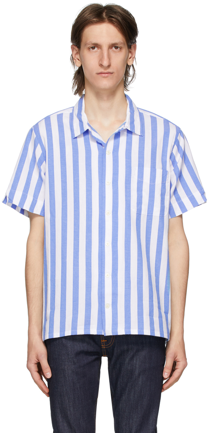 ralph lauren blue and white striped polo shirt