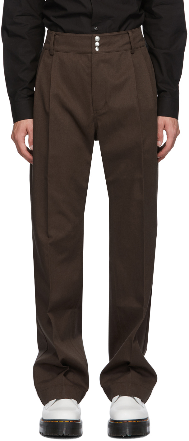 Keenkee: Brown Wide Trousers | SSENSE