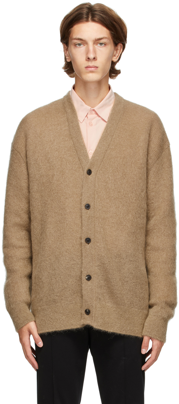 Solid Homme: Brown Mohair Cardigan | SSENSE UK