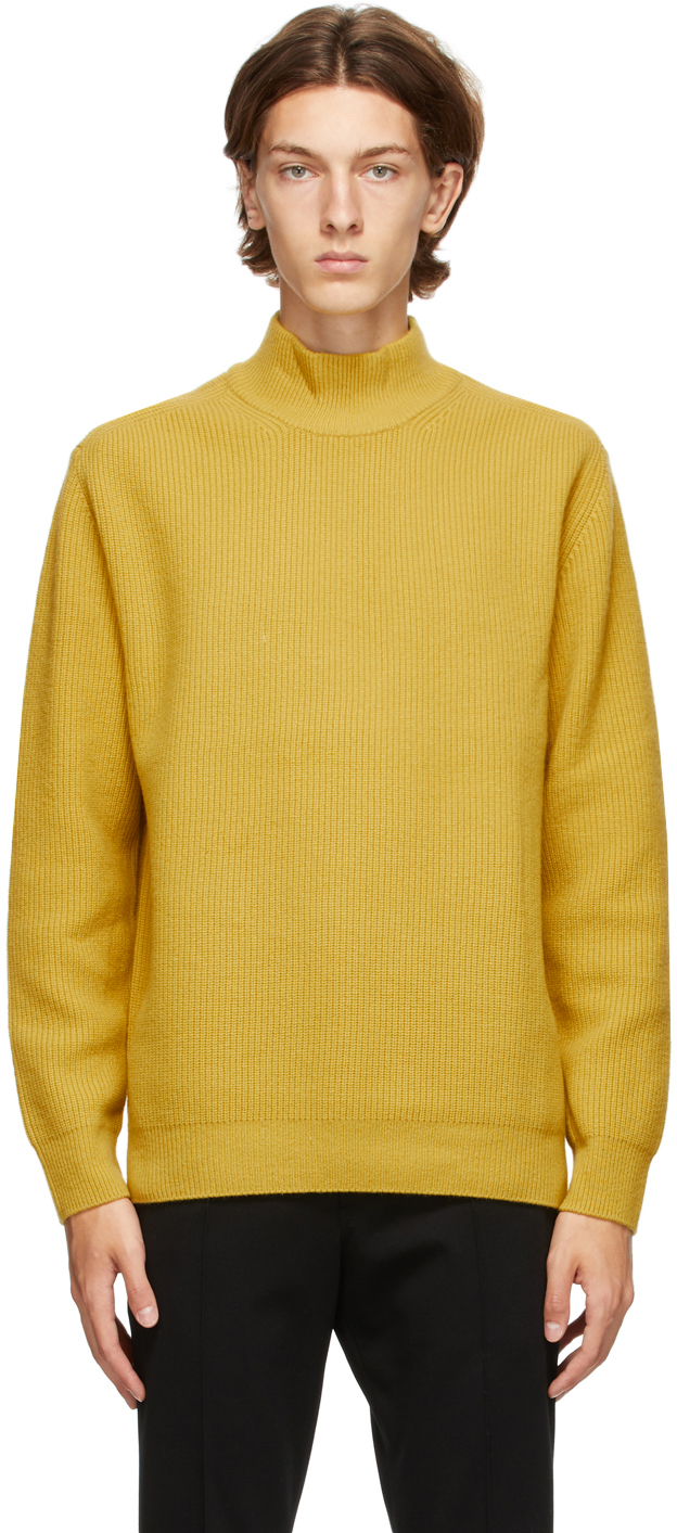 Solid Homme: Yellow Wool Turtleneck | SSENSE