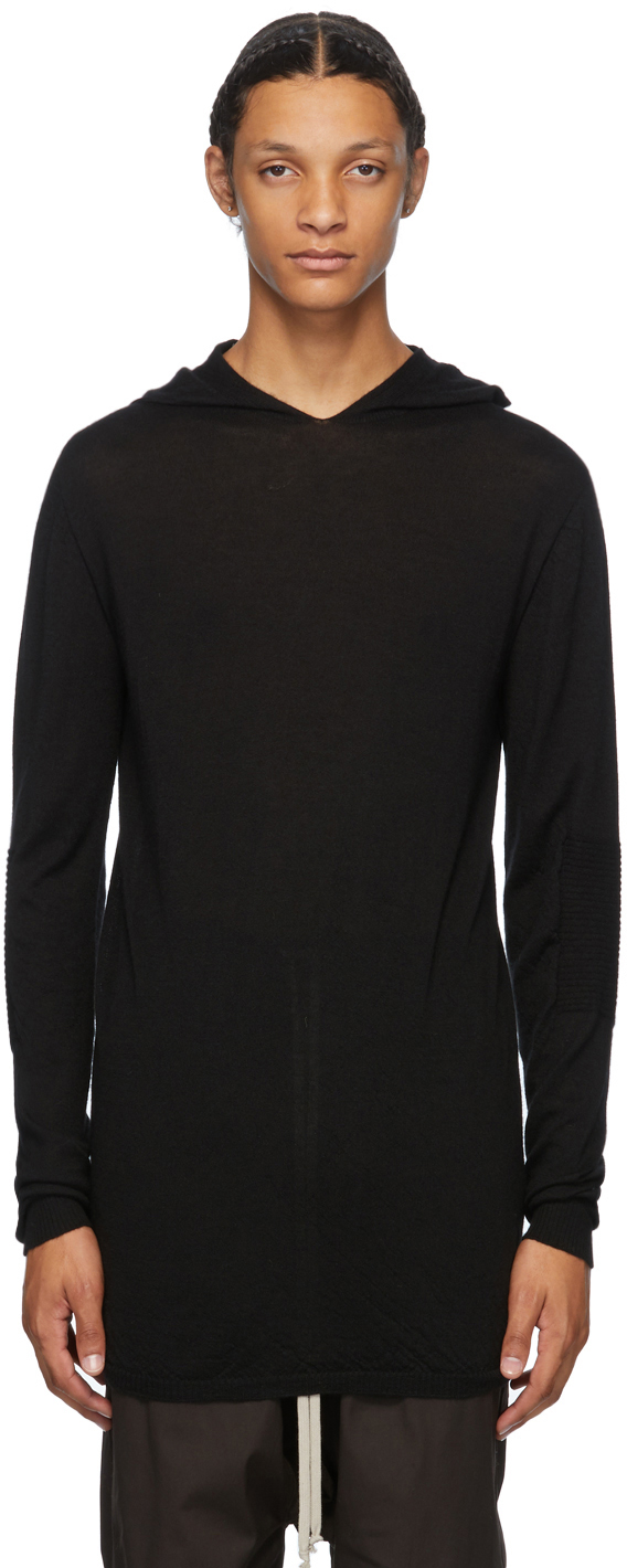 Rick Owens: Black Performa Cashmere Hoodie | SSENSE