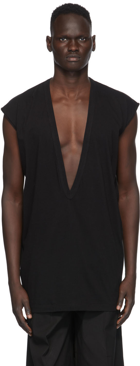 Rick Owens: Black Dylan Sleeveless T-Shirt | SSENSE