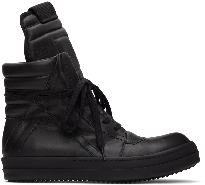 Rick Owens: Black Geobasket Sneakers | SSENSE UK