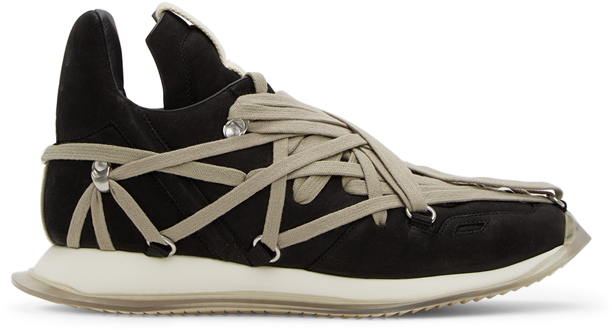 Rick Owens: Black Suede Maximal Runner Sneakers | SSENSE