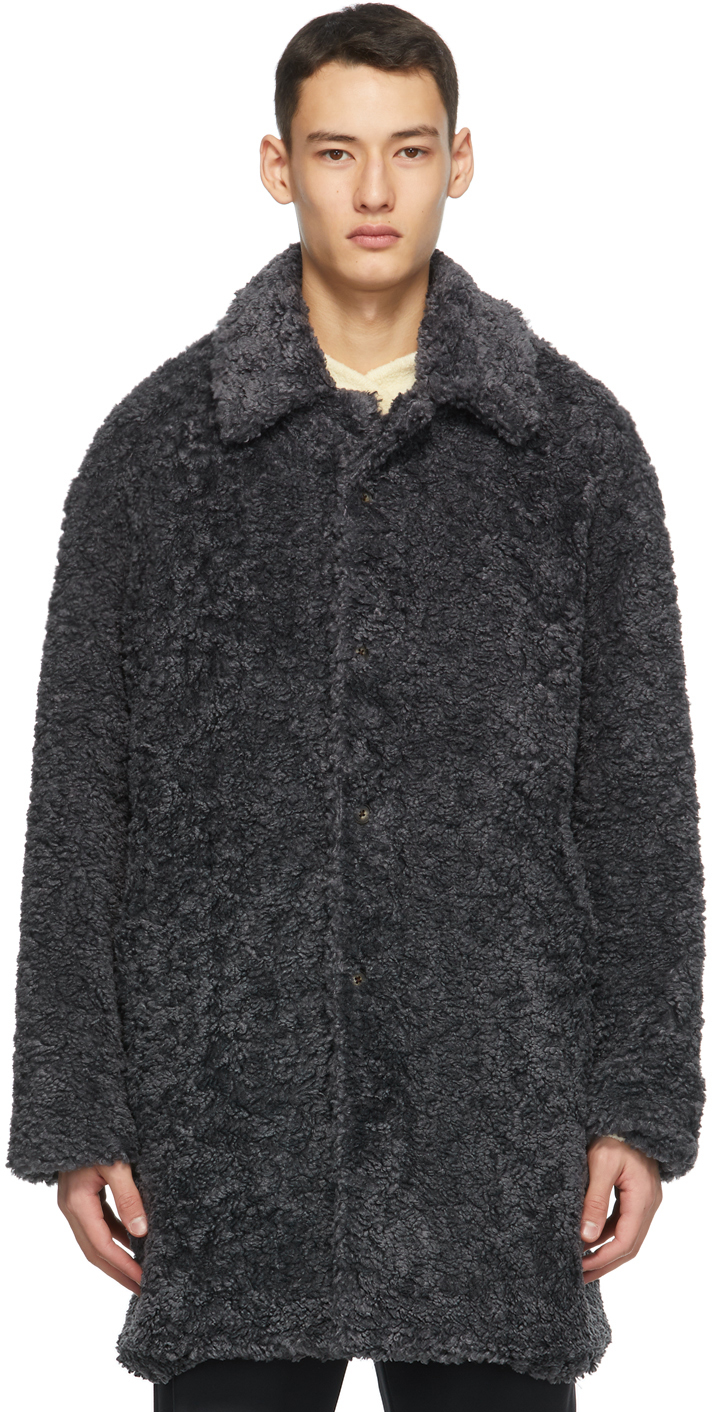 DEVEAUX NEW YORK: Grey Faux-Fur Coat | SSENSE