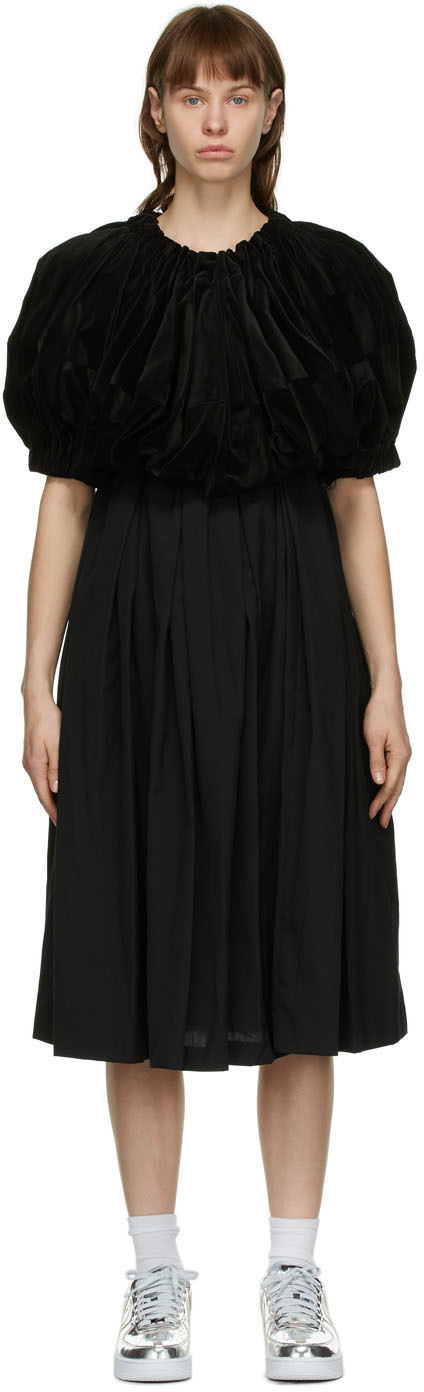 Comme des Garçons: Black Velvet Mid-Length Dress | SSENSE
