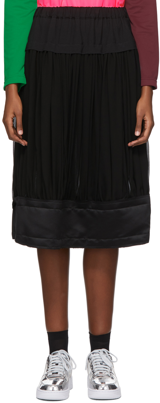 Comme des Garçons Black Georgette Pleated Mid-Length Skirt